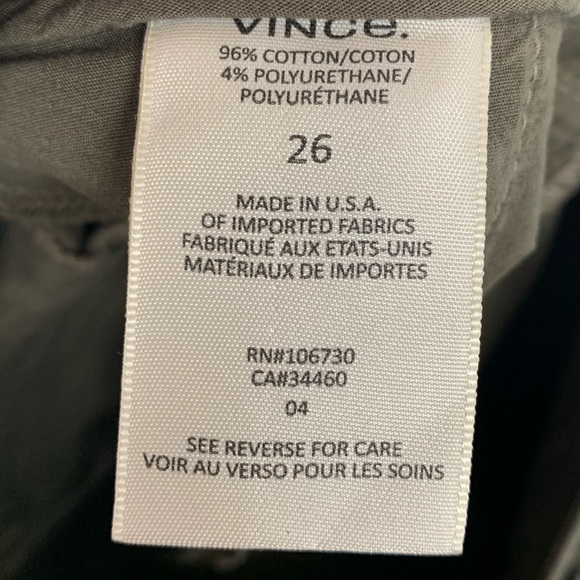 NWT Vince Classic Chino Pants Surplus Dark Green - Picture 4 of 4